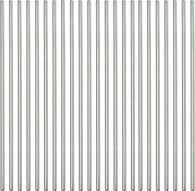 200Pack Reusable Metal Straight Straw In Bulk,Ultra Long 10.5" Reusable Stainless Steel Straight Straws for 30 oz & 20 oz Tumblers Yeti Water Bottle.Dishwasher Safe(10.5" - Silver, 200pcs - Straight)