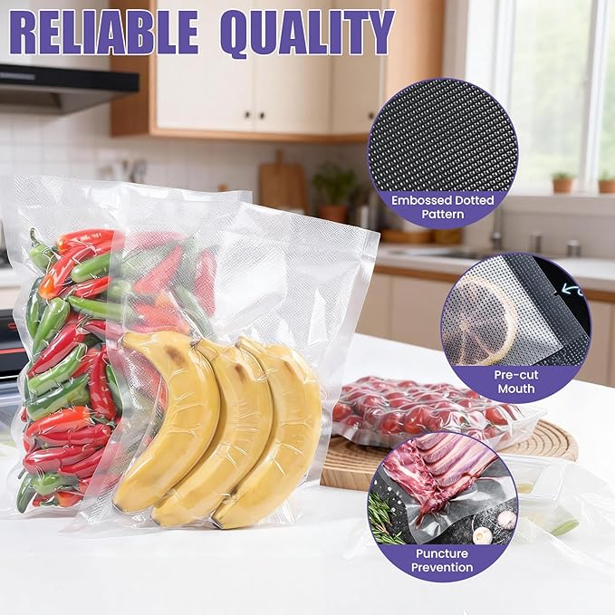CAREGY Vacuum Sealer Bags 200 Pint 6" x 10" with BPA Free for Food Storage Meal Prep or Sous Vide