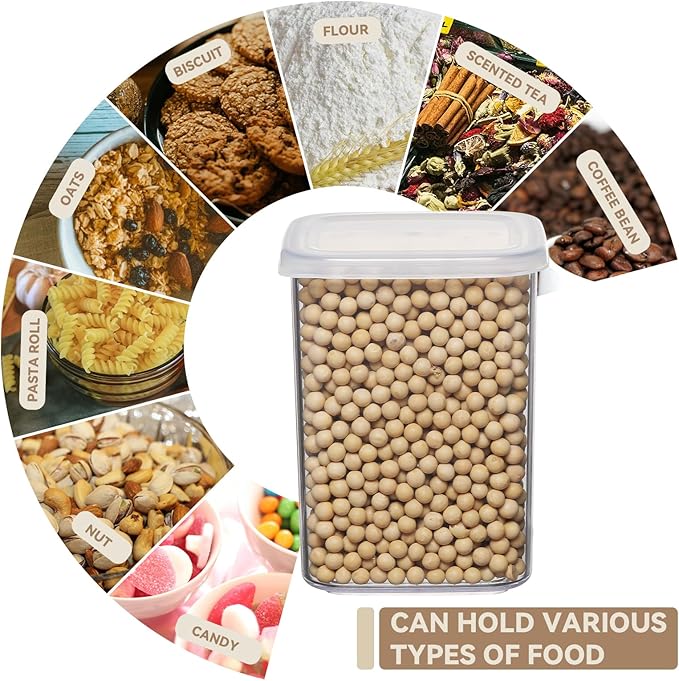 novelinks Clear Plastic Jars with Lids, Reusable Empty Square Storage Containers for Household and Kitchen Organizing (12 Pack Medium)