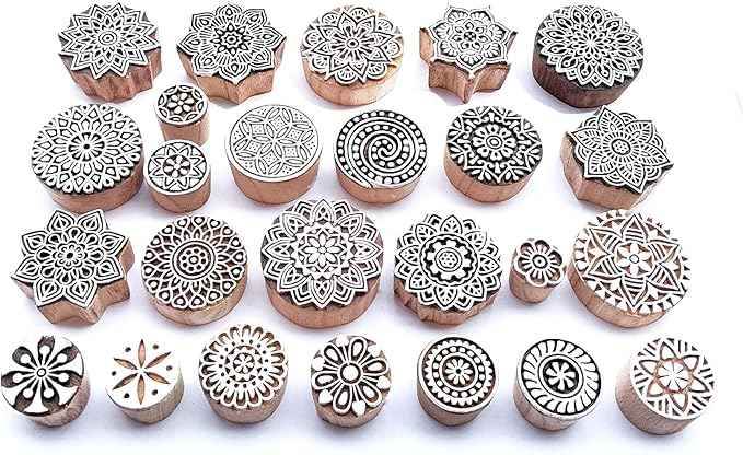 Royal Kraft Round Mandala Wooden Block Printing Stamps (Set of 25) Bulk01_25G