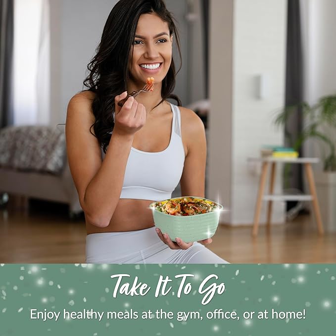 Bentgo Prep - 1-Compartment Bowls with Custom Fit Lids - Reusable, Microwaveable, Durable, PFAS & BPA-Free, Freezer and Dishwasher Safe Meal Prep Food Storage - 10 Bowls & 10 Lids (Sage Leaf Glitter)