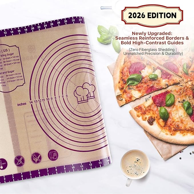 Baking Mat, 28" x 20" Silicone Food Grade Extra Large Non Stick Baking Sheet Mat with Measurement Non-slip Dough Rollin Counter Mat for Making Cookies, Macarons, Bread and Pastry