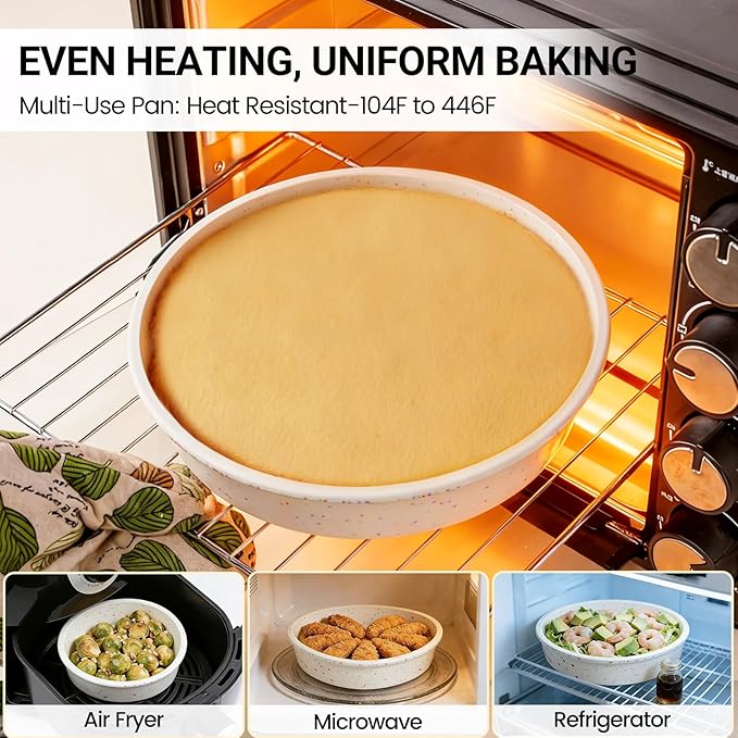 SJ 6, 8, 10 Inch Silicone Round Cake Pan with Metal Reinforced Frame Set of 3, Nonstick Silicone Cake Mold for Baking Suitable for Making Layers, Cheese & Chocolate Cakes