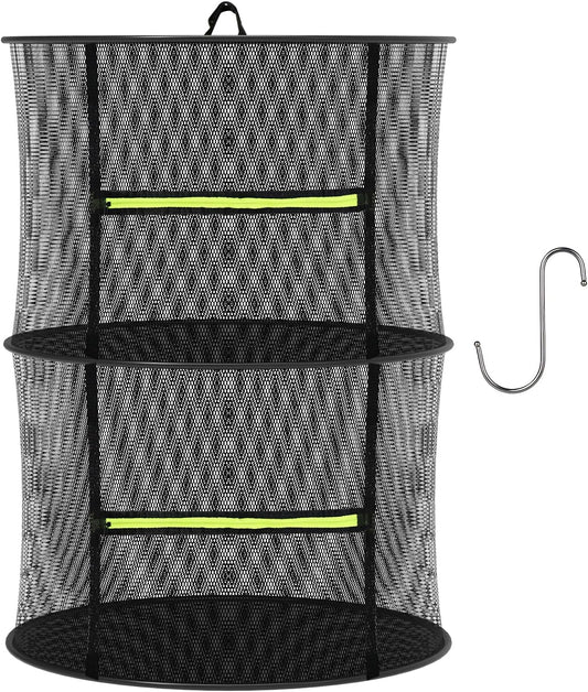 Herb Drying Rack - Mesh Drying Rack - Herb Drying Rack Hanging with Green Zipper & Garden Pruning Shears for Drying Herb - Hanging Drying Rack - Plant Drying Rack (2 Layers)