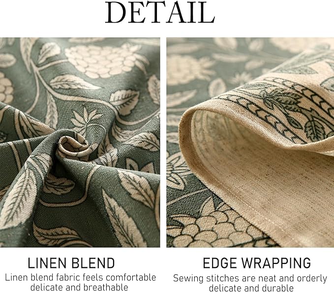 ISAENNE Designer Grayish Green Linen Small Tablecloth Rectangular,Floral Stain Resistant Table Cloth,Fall Vintage Decor Tablecloths for Dining Thanksgiving Kitchen Party,55"*71"-Andrew A