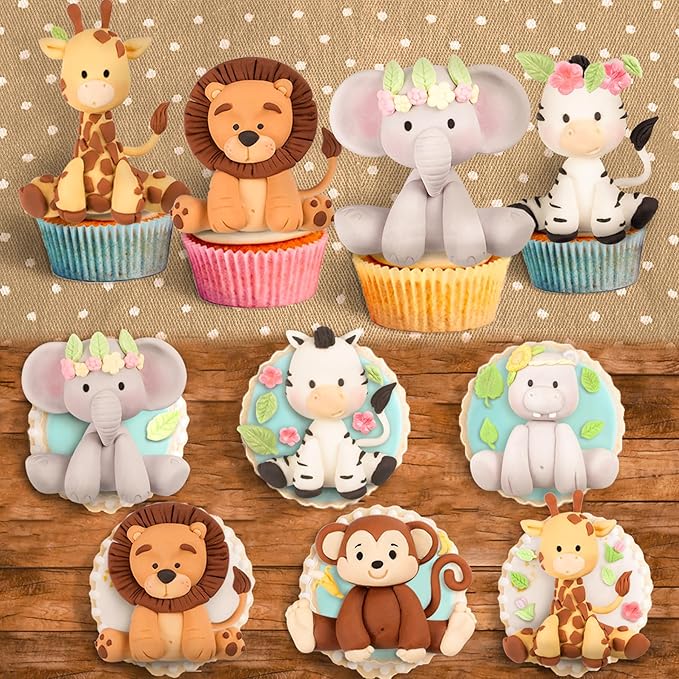 FUNSHOWCASE Jungle Animals Fondant Silicone Molds Sugarcraft Cake Decoration 6-count Height 2.6-3.6inch