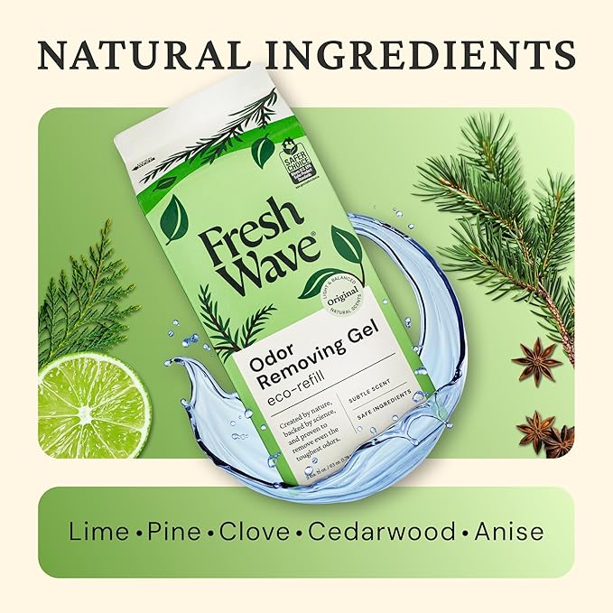 Fresh Wave Odor Removing Gel Refill, 63 oz., Pack of 2 - Safer Odor Absorbers for Home, Natural Plant-Based Odor Eliminator, Every 15 oz. lasts 30-60 Days, For Cooking, Trash & Pets