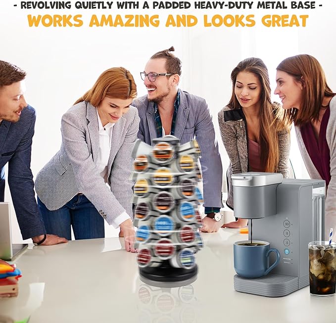 BLACKSMITH FAMILY K Cup Holders,K Cup Holder, K Cups Holder,K Cup Carousel, Coffee Pods Holder Storage Organizer Stand,No Assembly Required,Black (Capacity of 40 Pods, Black)