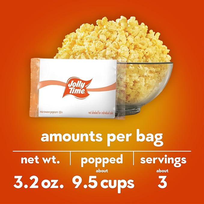 Jolly Time Healthy Pop Buttery Microwave Popcorn, Low Fat Gluten Free Non-GMO, 3oz Sharing Bag, 3 Bags Per Carton (Healthy Pop - Butter & Sea Salt, 3 Ounce (Pack of 36))