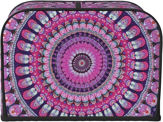 Bohemian Mandala Floral Covers for Toasters 4 Slice,Cute Funny Bread Machine Cover with Handle,Washable Stain Resistant Kitchen Small Appliance Cover Dining Decor