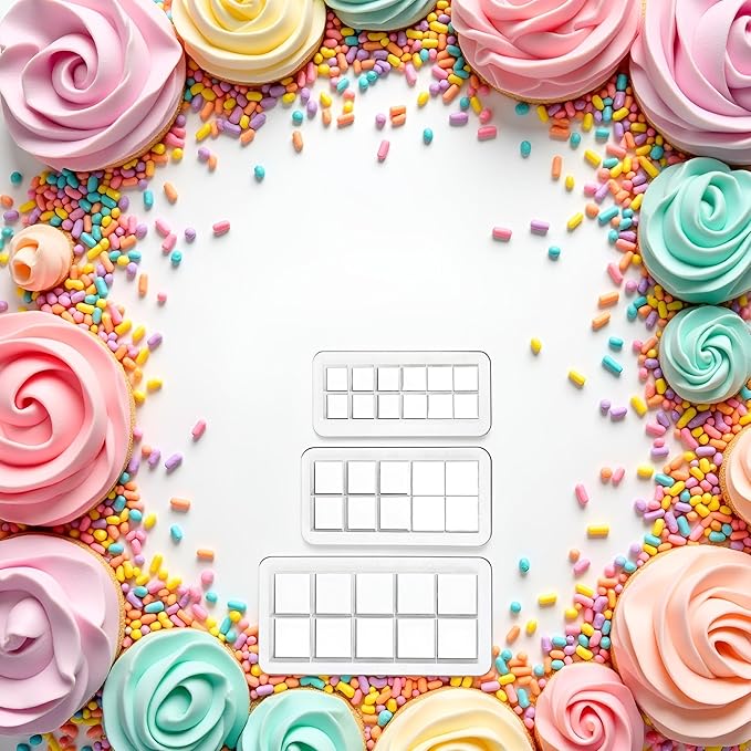 3Pcs White Square Cookie Cutter Set, Geometric Multicutter Square Cake Fondant, Cookie Biscuit Cutters Cake Decorating,Cookie Cutters Baking Tools and Accessories(3 Size）