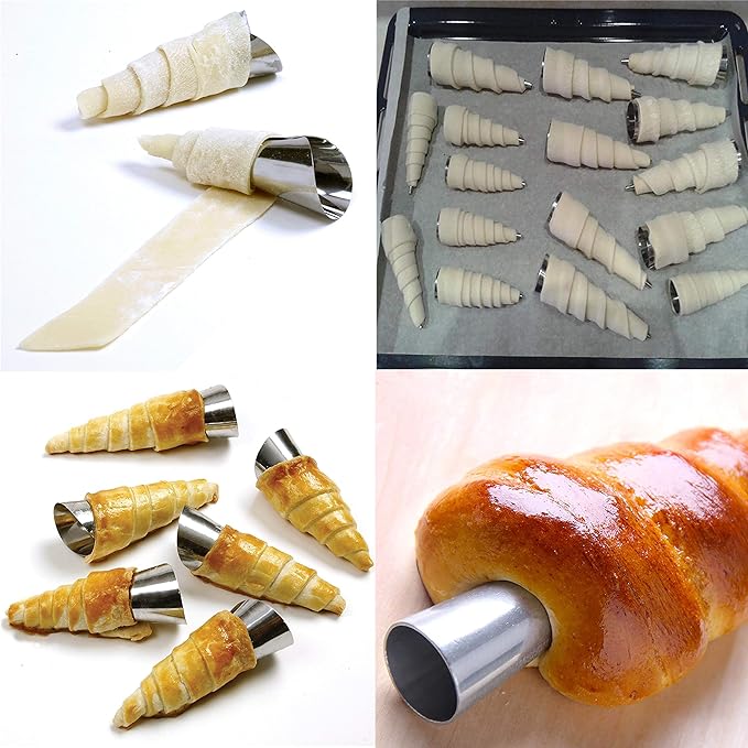 Large Size Cream Horn Molds - Pack of 20 Stainless Steel Ice Cream Mold Tubes