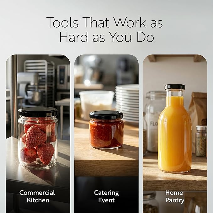Restaurantware 100 Pack Of Glass Jars, 8 Oz Durable Glass Jars With Lids, Small Mason Jar For Food Reusable Hot And Cold Friendly, For Restaurants And Kitchens, Clear Storage Jar
