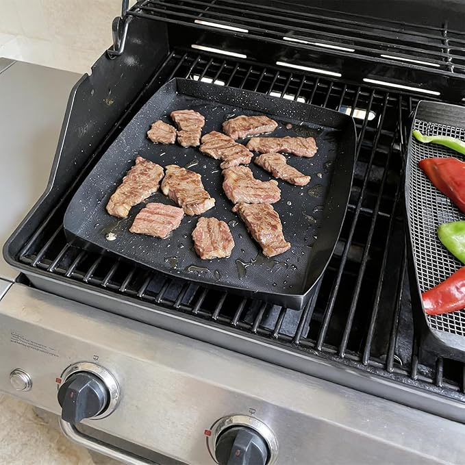 Professional-Grade 1-Pack PTFE Solid Oven Baskets, 11x11x1 Inch Non-Stick Solid Oven Trays for Commercial Kitchens & High-Volume Cooking