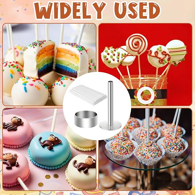 Cake Stick Mold Kit, Round Stick Cutter & Push Rod Cake Stick Maker, Mold Tool Supplies Kit Kitchen Baking Accessories Suitable for Bakery or Home Use to Make Lovely Desserts