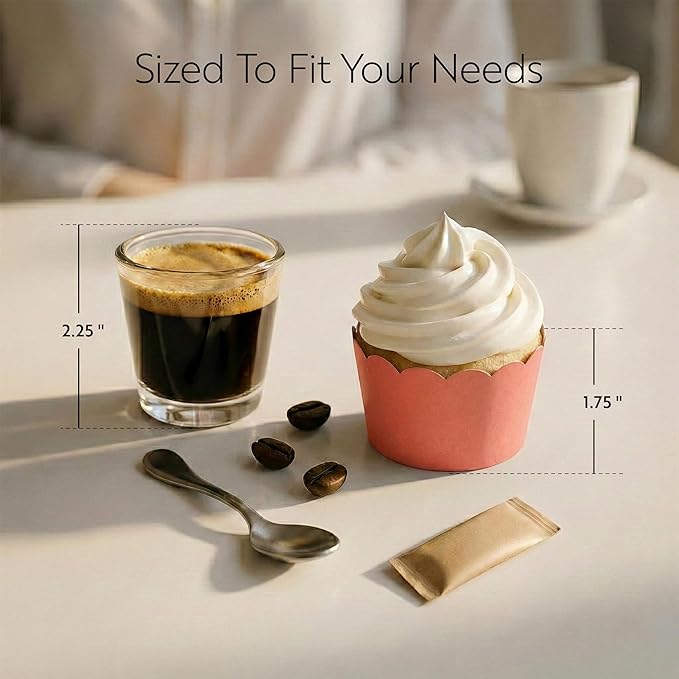 Restaurantware Baking Cups 200 Pack of 3.38 oz Paper Cupcake Liners Greaseproof Scalloped Oven-Safe Elegant Dessert Muffin Cups Disposable for Parties
