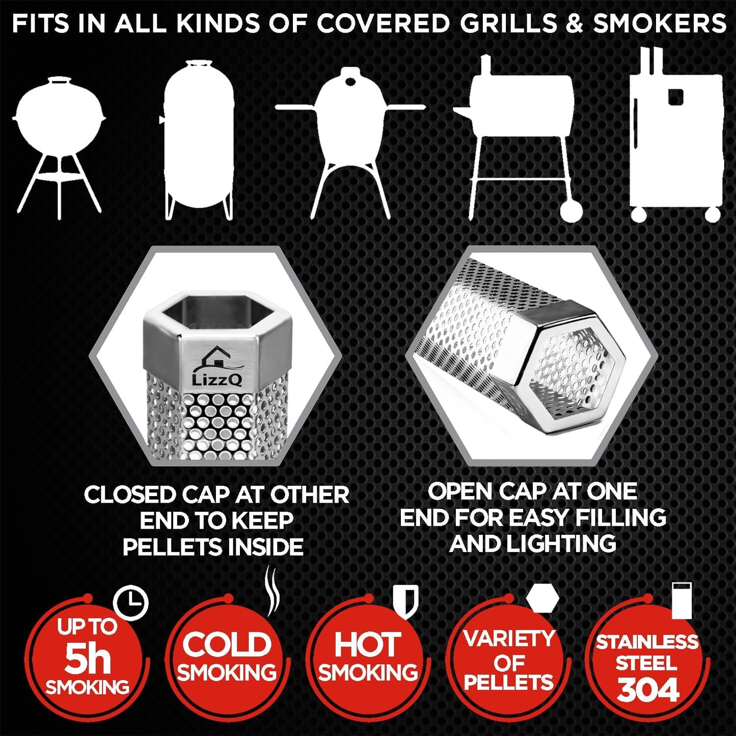Premium Pellet Smoker Tube 12" (Set of 2) - 5 Hours of Billowing Smoke, Hot or Cold Smoking, for Any Grill or Smoker, An Easy and Safe Way to Provide Smoking, Free eBook Grilling Ideas & Recipes