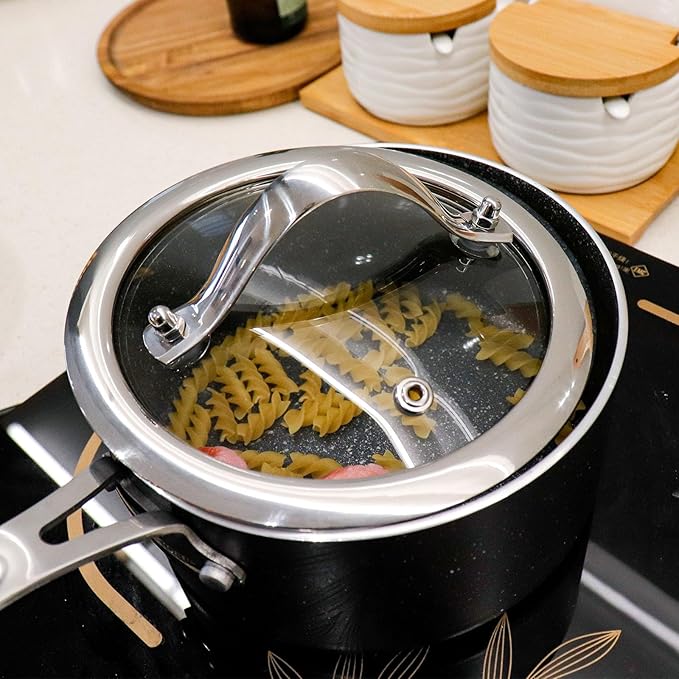 HEVSTIL 6 Inch Tempered Glass Lid for Frying Pans - Vented Skillet Cover with Stainless Steel Handle