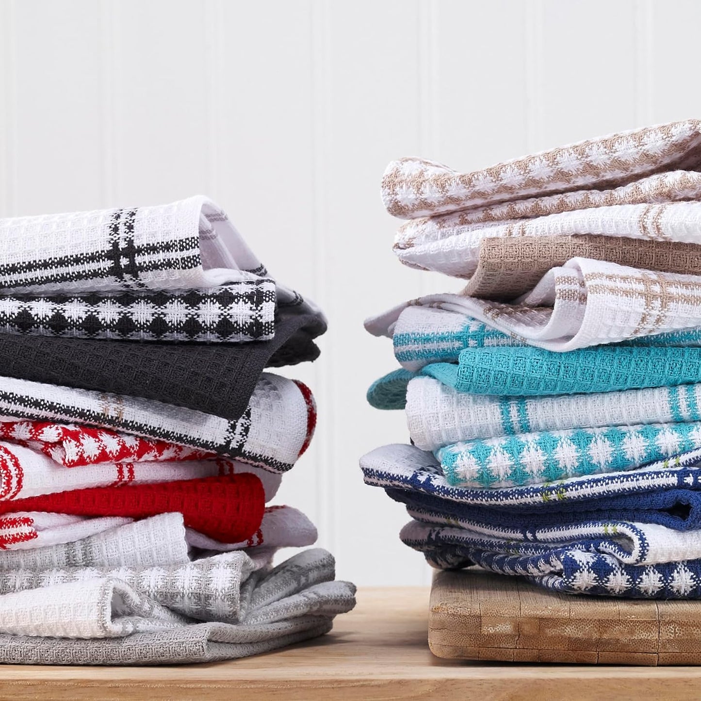 T-fal Premium Waffle Dish Cloths: Highly Absorbent, Super Soft Long Lasting - 100% Cotton, 12"x13" Towel for Cleaning & Drying, (12-Pack), Gray