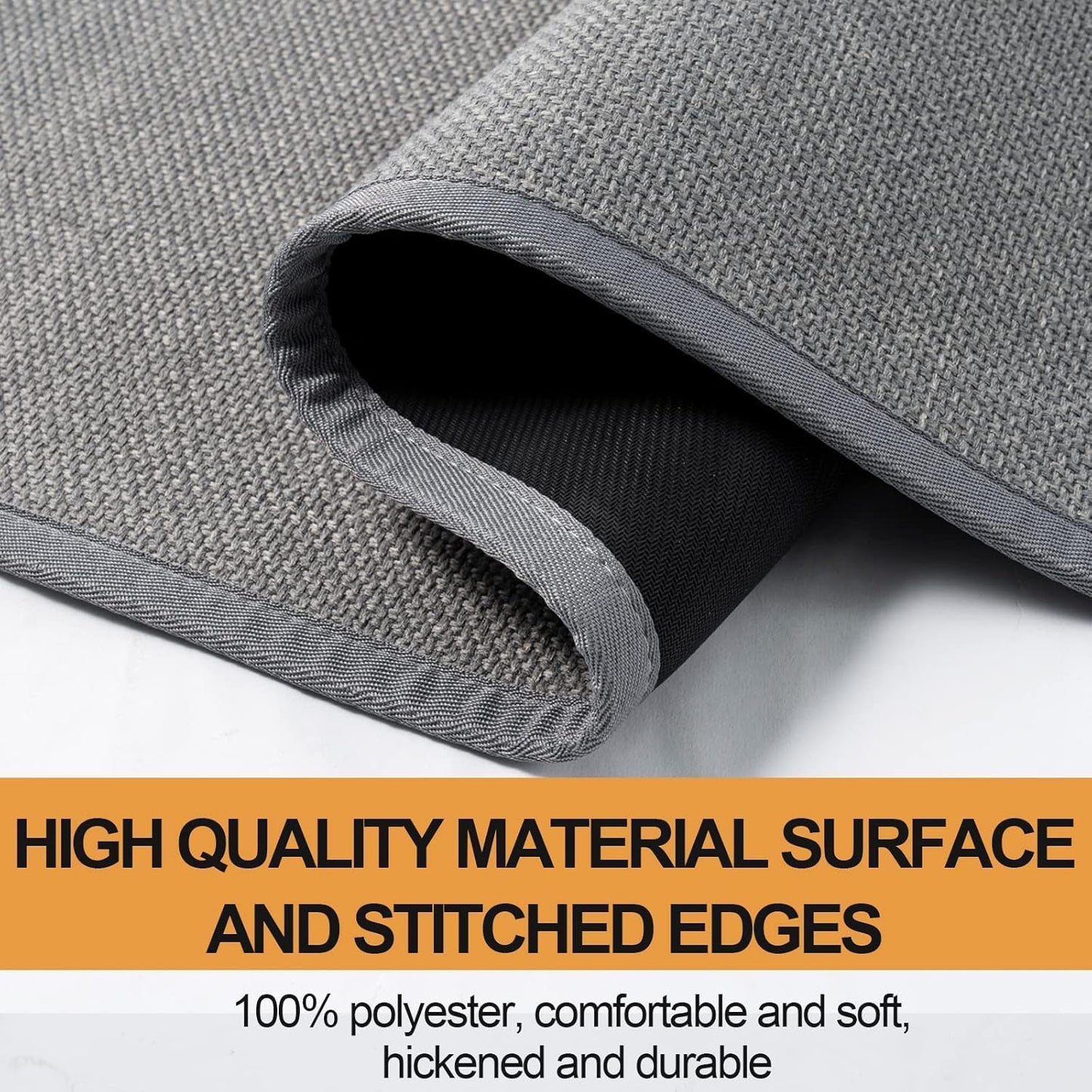 Kitchen Mat Set of 2 PCS, Cushioned Non Slip Rugs for Kitchen Floor, Absorbent Runner Comfort Standing Mats Washable for Kitchen, Office, Home, (Grey, 17.3"x47"+17.3"x71")