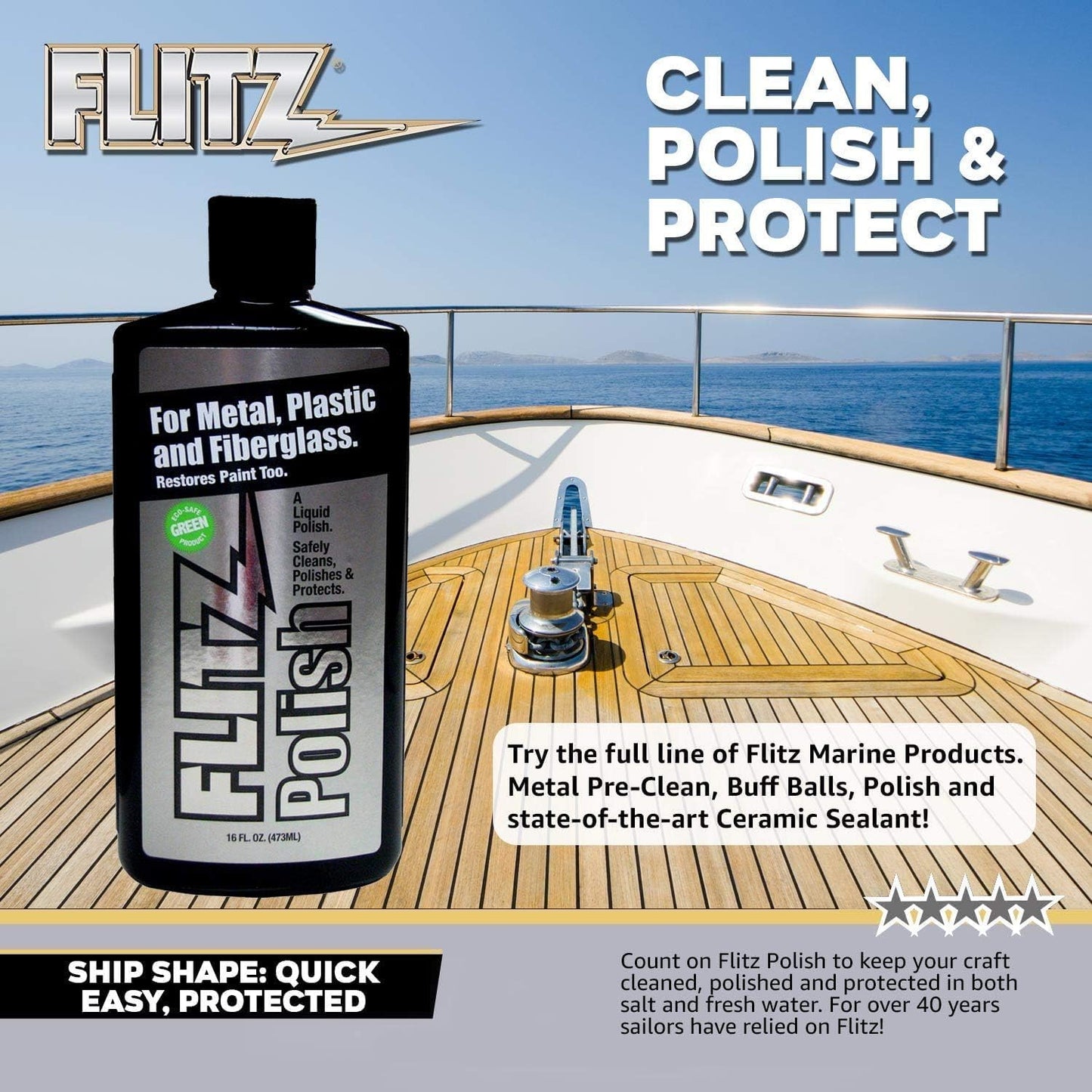 Flitz Multi Purpose Metal Polish Liquid - 16oz Bottle of USA-Made Tarnish Remover - For Aluminum, Chrome, Brass, Nickel, Silver - Non-Abrasive Metal Cleaner and Polish, Restorer (6 Pack)