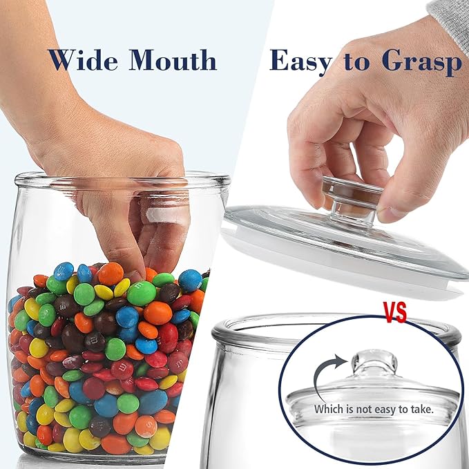 Ritayedet Half Gallon Glass Jars with Lid, Wide Mouth Cookie Jars Set of 2, Apothecary Jar for Candy, Glass Canisters for Kitchen Storage and Laundry Organization