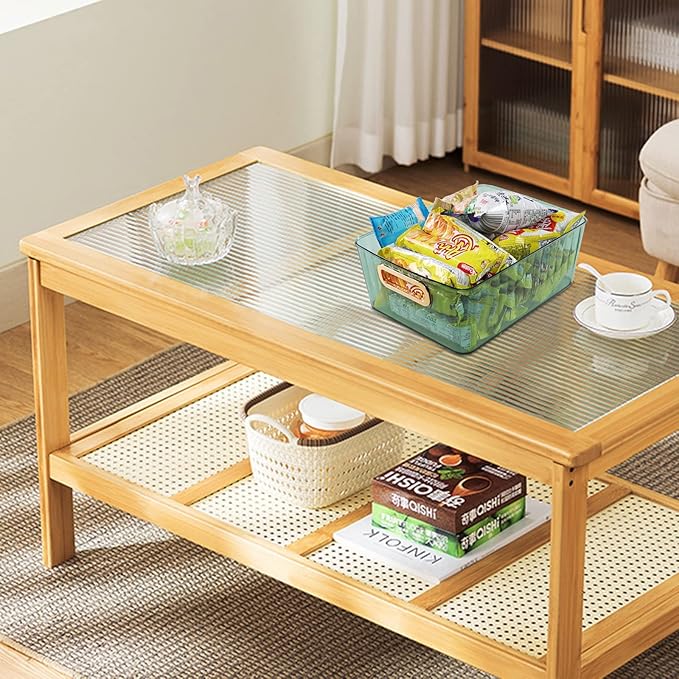 Clear Pantry Storage Organizer Bins, Green, 6 Packs