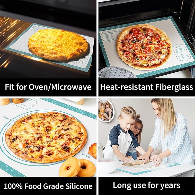 Non stick Silicone Pastry Mat, Dough Mat for Rolling, Silicone Baking Mat, Fondant/Pie Crust Mat Kitchen Counter Mat, Macarons Bread Baking Mat Baking Supplies Extra Large 28 x 20 Inch