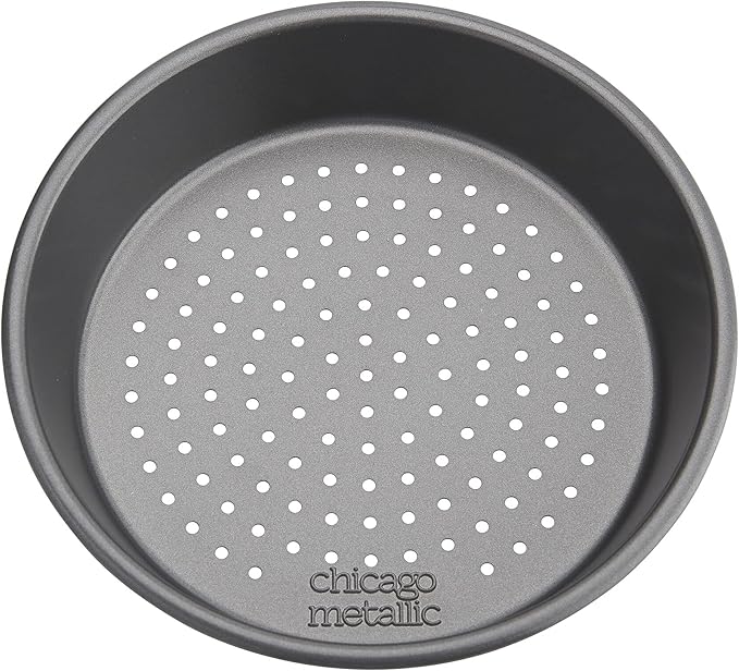 Chicago Metallic Deep Dish Pizza Pan Set of 4, 7 Inch Personal Size, Heavy-Duty Carbon Steel with Perforated Bottom for Crispy Crust, Perfect for Family Pizza Night