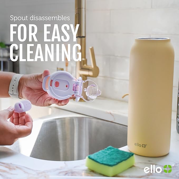 Ello Pop & Fill 40oz Stainless Steel Water Bottle with Quick Fill Technology, Double Walled and Vacuum Insulated Metal, Leak Proof Locking Lid, Sip and Chug, Reusable, BPA Free, Pistachio