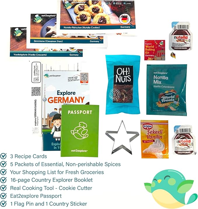 Kids Real Dessert Baking Kit for Families - Interactive & Educational Kit Includes 3 Recipe Cards with Key Ingredients, Baking Tools for Kids with Guide- Perfect for Families and Homeschooling Germany