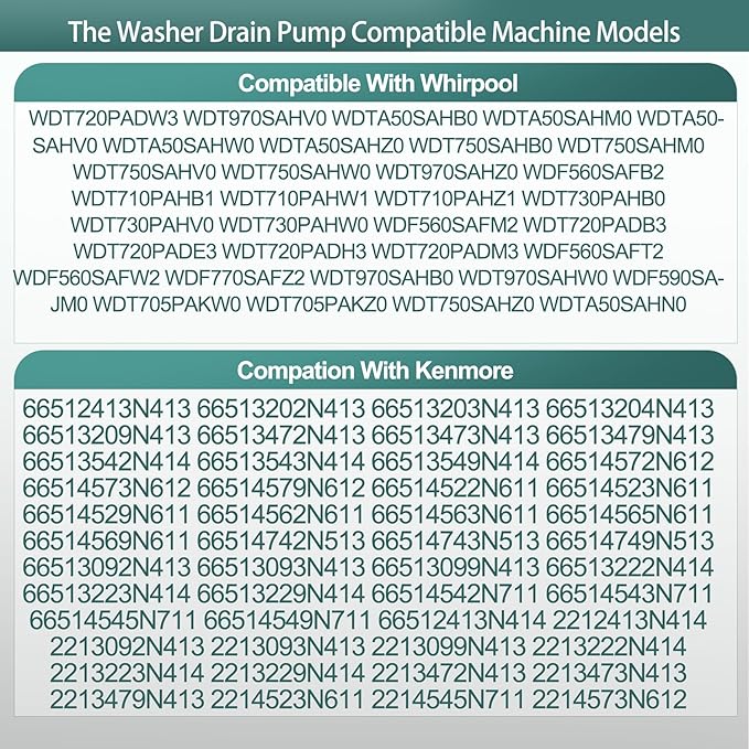 WDT970SAHZ0 WDT710PAHZ1 WDT750SAHZ0 WDT730PAHZ0 Dishwasher Circulation Pump Fit for Whirlpool WDT730PAHV0 WDT970SAHV0 WDTA50SAHZ0 WDTA50SAHB0 WDTA50SAHM0 WDTA50SAHV0 WDTA50SAHW0 WDT750SAHB0
