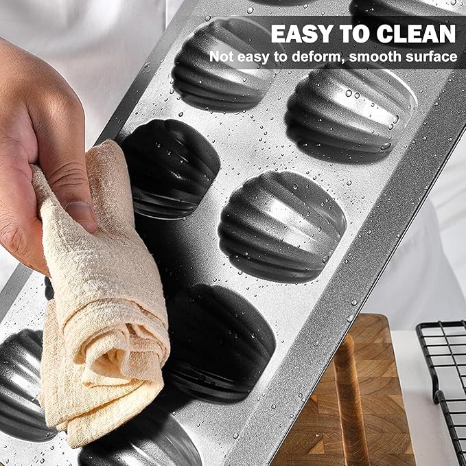 8pc Nonstick Madeleine Pan for Baking, 12-Cavity Shell Shape Cake and Cookie Mold Tray, Carbon Steel Cookie Molds, Send Goods from Local Warehouse (8 PC)