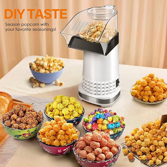 Air Popcorn Popper Maker with Measuring Cup to Melts Butter, Fast & Easy Popcorn Machine for Family Gathering, No Oil, Easy to Clean & Maintain