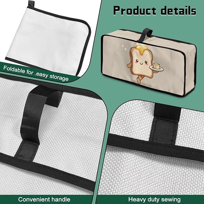 Butter Bread Print Toaster Cover with Top Handle, Dustproof 2-Slice Toaster Cover, Machine Washable Kitchen Small Appliance Protector