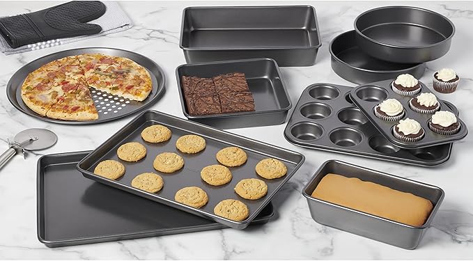 Oneida Select 10 Piece Nonstick Metal Bakeware Set, High-Performance & Dishwasher Safe,Silver