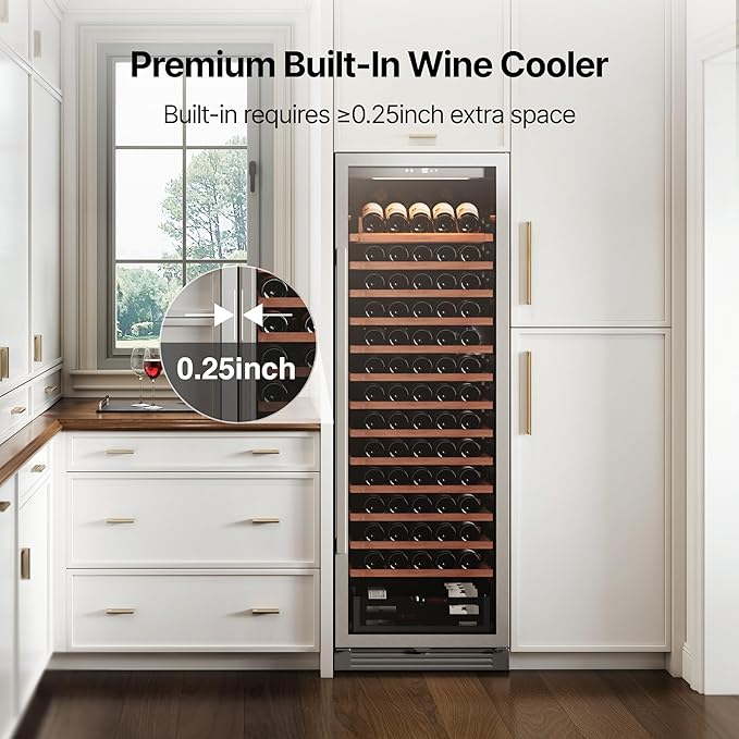 Ca'Lefort 155 Bottle Wine Fridge - 24 Inch Dual Zone Wine Cooler 40-65°F with Bottom Drawer, 13 Adjustable Shelves & 3 LED Lights, Energy Star Certified Built-in or Freestanding for Home/Bar/Kitchen