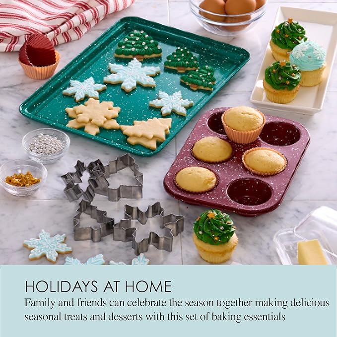 Chicago Metallic 12 Piece Holiday Baking Set, Perfect For Baking Holiday Cookies, Cupcakes, Muffins, and Much More