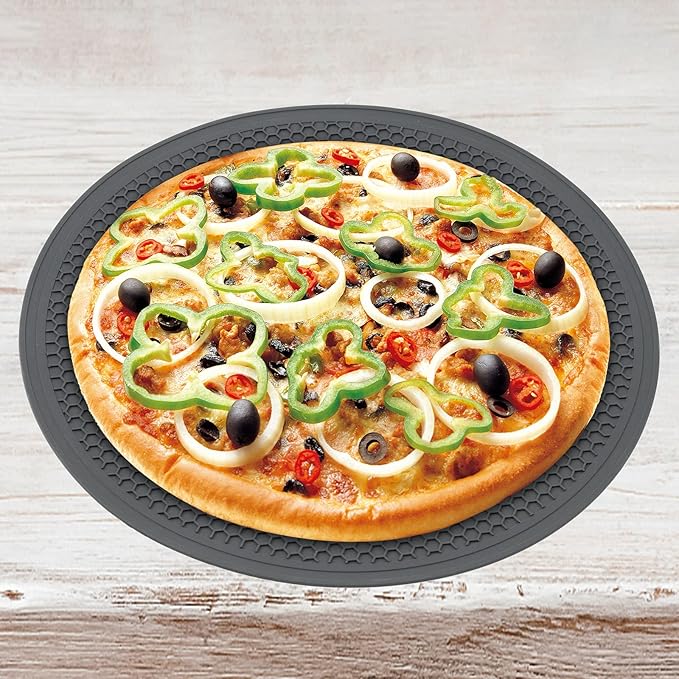 Microwave Splatter Cover & Silicone Mat – Collapsible, Vented, Reusable Food Guard and Plate Cover with Heat-Resistant Trivet for Pots, Pans, and Kitchen Counter, Black