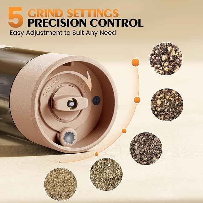 Electric Salt and Pepper Grinder Set Automatic Battery Pepper Mill Shakers Adjustable Coarseness Upgraded Larger Capacity with Led Home and Kitchen Appliances Birthday Gifts for Women Mom