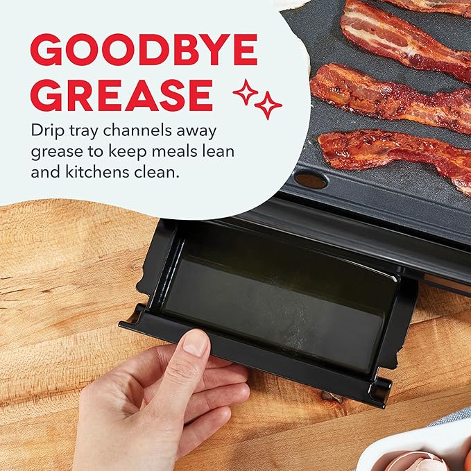 Dash Everyday Electric Griddle - Indoor Griddle for Versatile Cooking - Features Quick-Heating, Anti-Slip Feet, and Removable, Nonstick Plate - Black