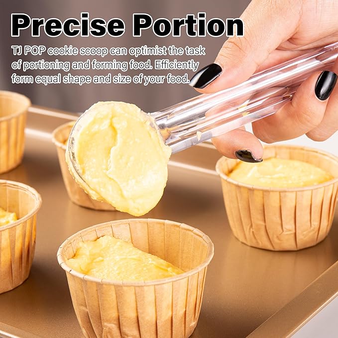Cookie Scoop Set 1 Tablespoon, Size #60 Cookie Dough Scooper for Baking, 15 ml/0.5 oz Ice Cream Scoop, Acrylic Scoop, Comfortable Grip