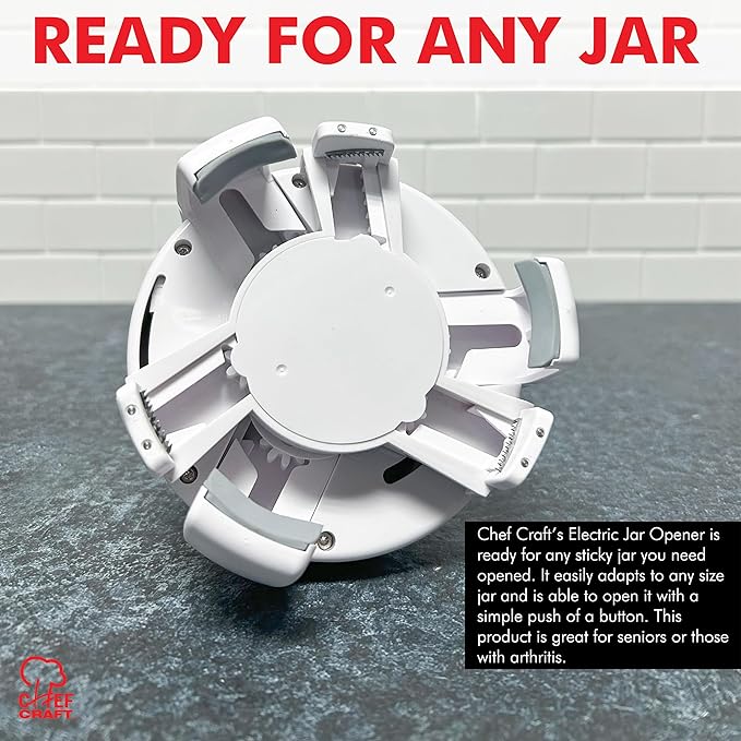 Chef Craft Hands free/Self-Centering, Three-Armed Electric Jar Opener