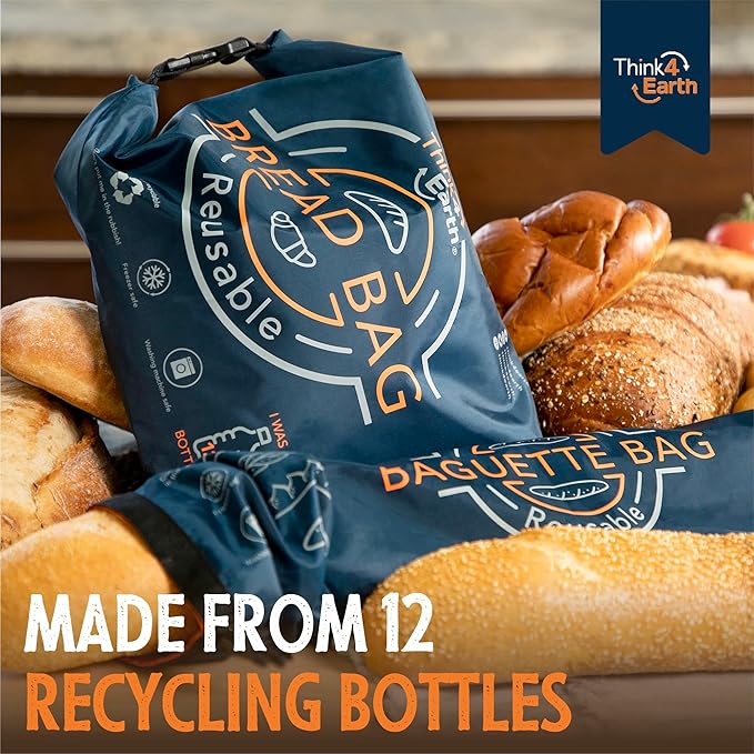THINK4EARTH® - Large Bread and Baguette Bags (Dark Blue, Bread & Baguette Set)