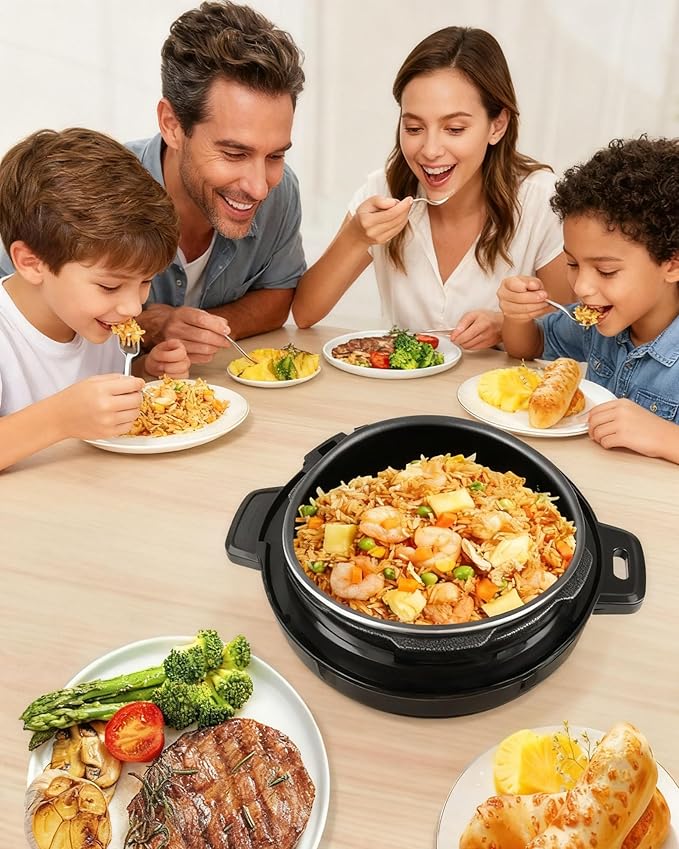 Electric Pressure Cooker, 6 Liters, Slow Stew Pot With 24-Hour Reservation Function, 10 In 1 Rice Cooker, Wok, Cake, Yogurt, Etc., Stainless Steel/Black