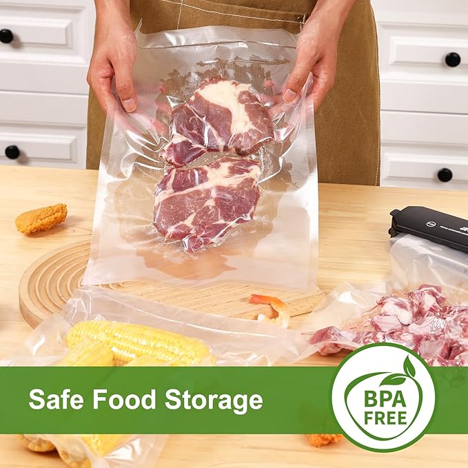 Moretoes 200pcs Vacuum Sealer Bags, Food Saver Bags Gallon 11" x 16" BPA Free, Pre-cut Commercial Grade Vac Bags for Food Storage, Meal Prep or Sous Vide