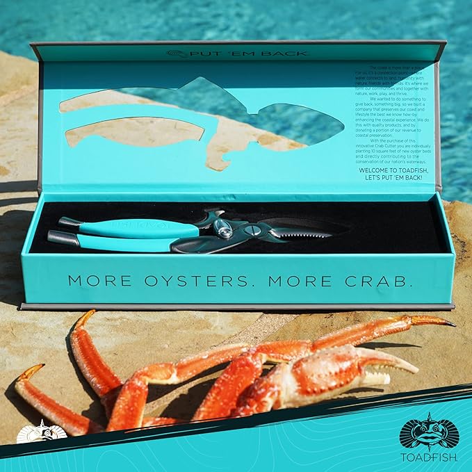 Toadfish Crab Leg Cracker Tool - Seafood Shell Cracking Tool - Stainless Steel Serrated Cutter - Ergonomic Non-Slip Grip - Built-In Bottle Opener Outfitters