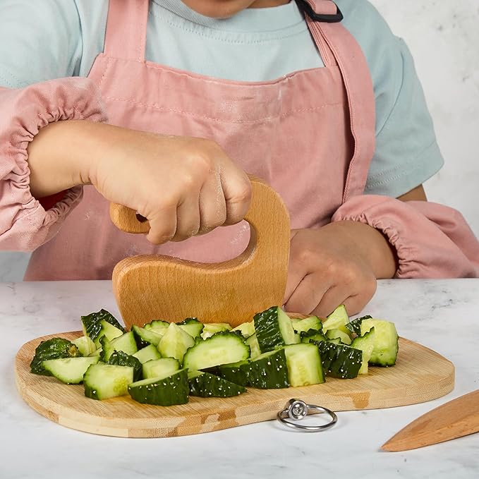 Pulcher Kids Cooking & Baking Sets Real Little Chef Cooking Utensils Kitchen Set Gifts for Girls Boys Juniors with Utensils Cutting Board Kids Safe Knife Rolling Pin Apron Carrying Basket (Coral Pink)