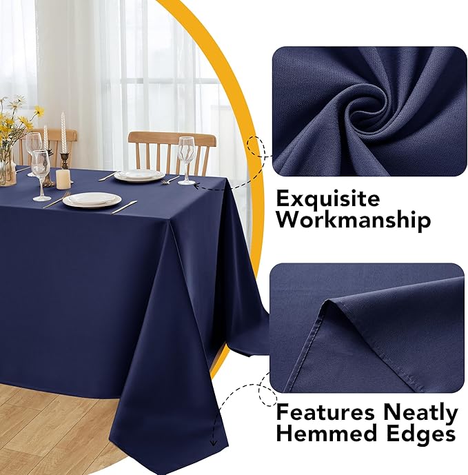 6-Pack Navy Blue Tablecloths for Square Tables, 54 x 54 Inches, Stain-Resistant Polyester Fabric for 2 Foot Tables - Washable Table Covers for Weddings, Banquets, Birthday Parties, Events