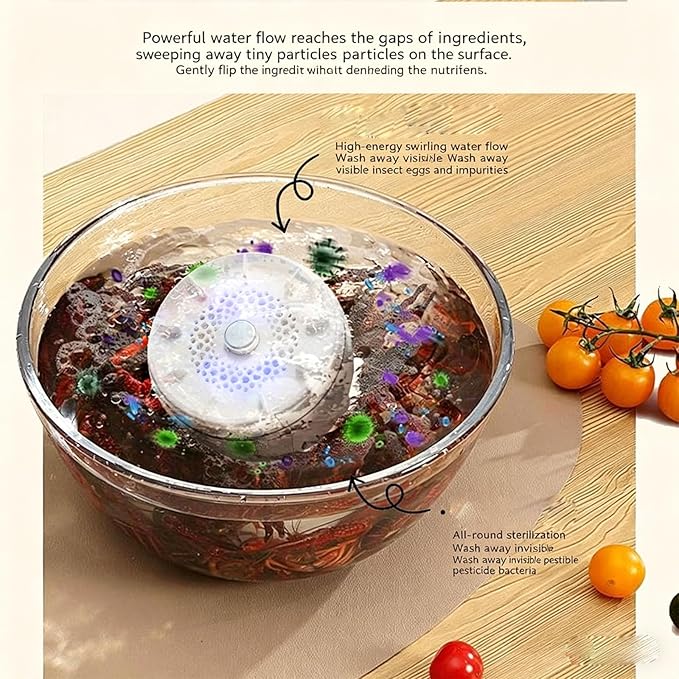 Fruit and Vegetable Washing Machine, Fruit Cleaner Device Waterproof Fruit and Vegetable Purifier Clean Produce with Titanium Electrolysis Purification for Home Kitchen